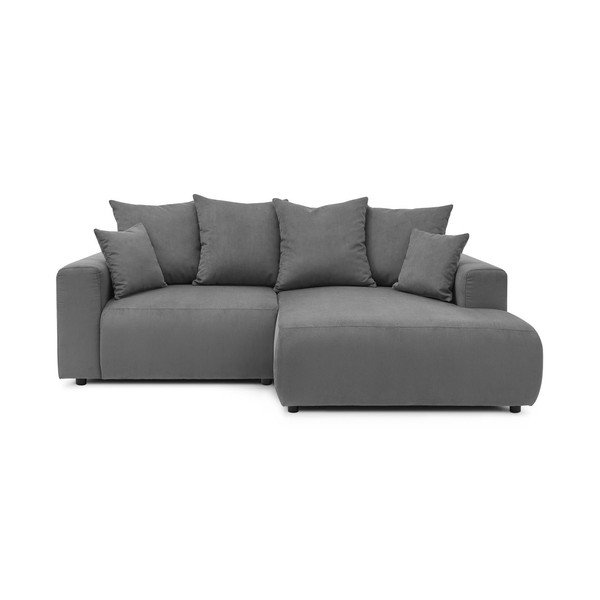 Iš velveto kampinė sofa pilkos spalvos Enjoy – Bobochic Paris