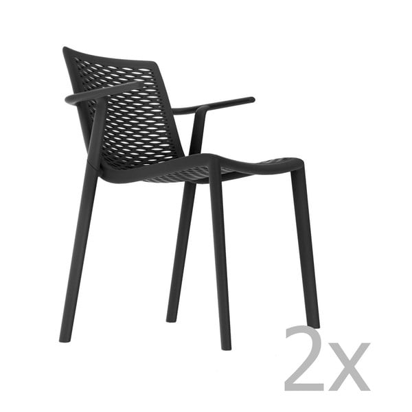 2 juodų sodo valgomojo kėdžių rinkinys "Resol Net-Kat