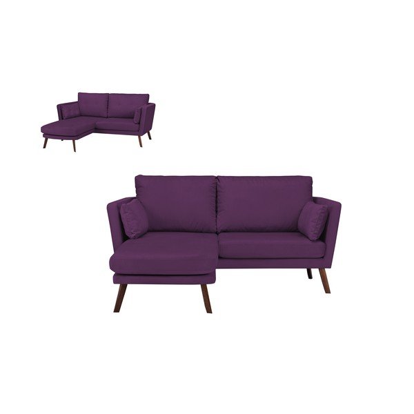 Tamsiai violetinė trijų vietų sofa "Mazzini Sofas Elena", su šezlongu kairiajame kampe-image-4