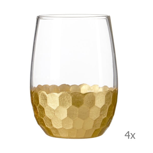 4 stiklinių rinkinys su aukso detalėmis Premier Housewares Astrid, 240 ml