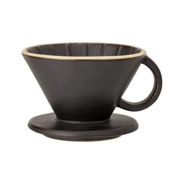 Juodos akmens masės filtruojamasis kavos puodelis "Bloomingville Leah", ø 11 cm