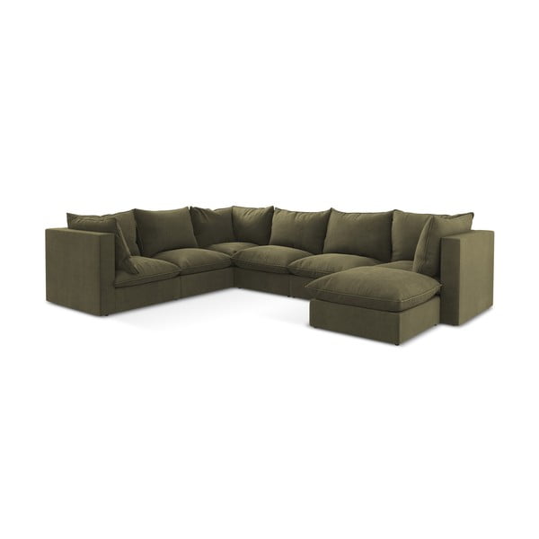 Khaki spalvos kampinė sofa (su kairiuoju kampu/„U“ formos) Manao – Makamii