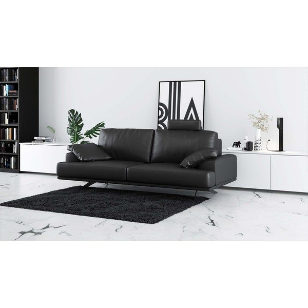 Sofa tamsiai pilkos spalvos iš odos 220 cm Prado – MESONICA-image-1
