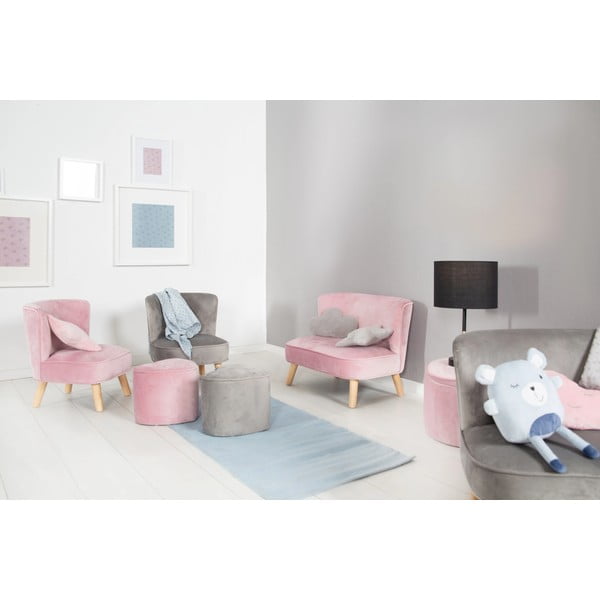 Vaikiška sofa šviesiai rožinės spalvos iš velveto 70 cm Lil Sofa – Roba-image-3
