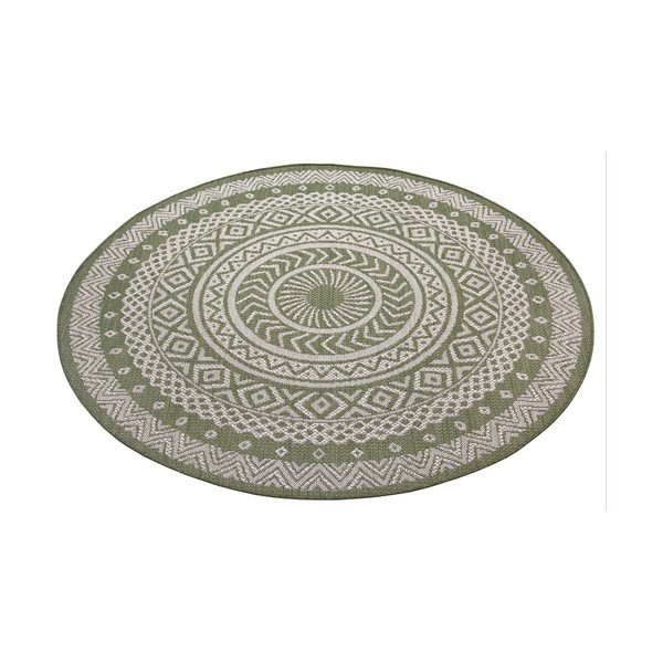 Žalios ir smėlio spalvos lauko kilimas Ragami Round, ø 120 cm-image-2