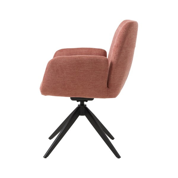 Rožinės spalvos iš audinio valgomojo kėdė su porankiais Roxana – Unique Furniture-image-3