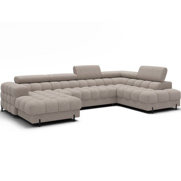 Smėlio spalvos iš boucle sulankstoma kampinė sofa (su dešiniuoju kampu/„U“ formos) Feraria – ELTAP-image-2