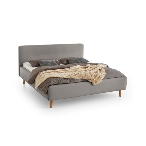 Dvigulė lova pilkos spalvos audiniu dengta su sandėliavimo vieta su lovos grotelėmis 160x200 cm Mattis – Meise Möbel-image-2