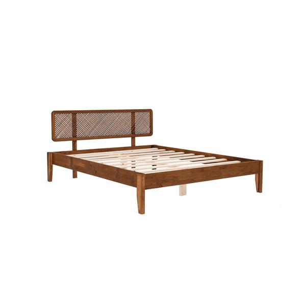 Iš eglės medžio masyvo dvigulė lova natūralios spalvos/tamsiai rudos spalvos su lovos grotelėmis 180x200 cm Izabelya – Kalune Design