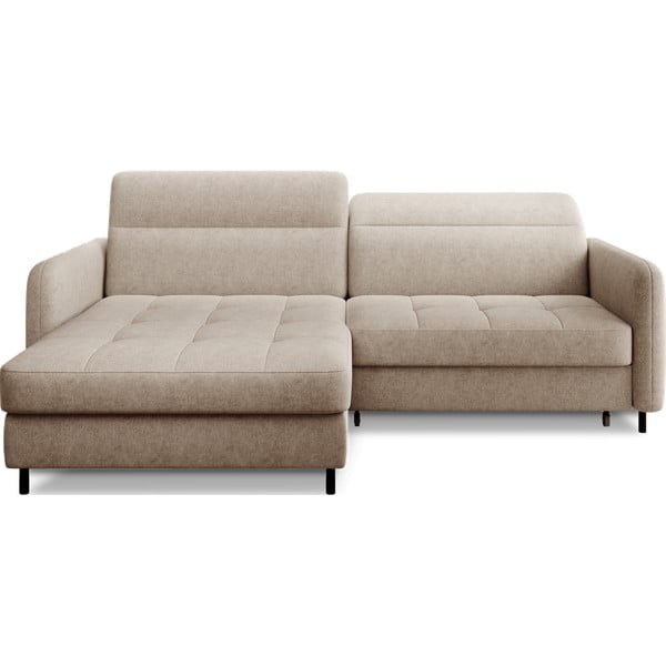 Smėlio spalvos kampinė sofa (su kairiuoju kampu/su gultu) Gomsi – ELTAP
