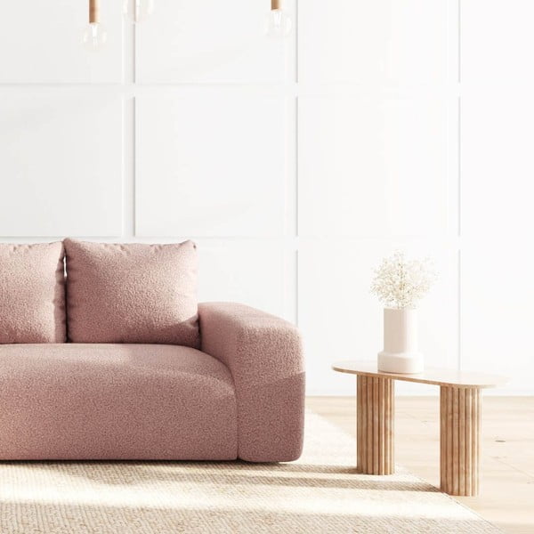 Rožinės spalvos iš boucle kampinė sofa (su kairiuoju kampu/su gultu) Monce – Rodier-image-4