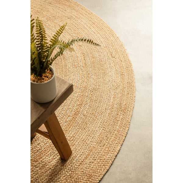 Apverčiamas natūralios spalvos iš džiuto apvalios formos kilimas ø 100 cm Braided – Hanse Home-image-4
