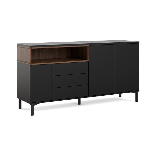 Juodos spalvos šoninė spintelė 176x90x49 cm Roomers – Tvilum-image-3