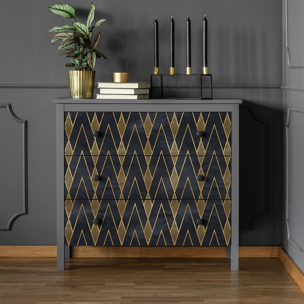 Dekoratyviniai juodos ir auksinės spalvos lipdukai baldams Ambiance Ragnar-image-1