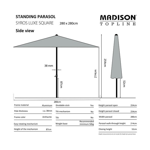 Žalias skėtis 280x280 cm Syros - Madison-image-1