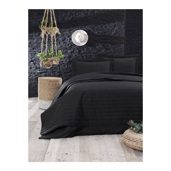 Juoda šviesi dygsniuota lovatiesė Mijolnir Monart, 220 x 240 cm