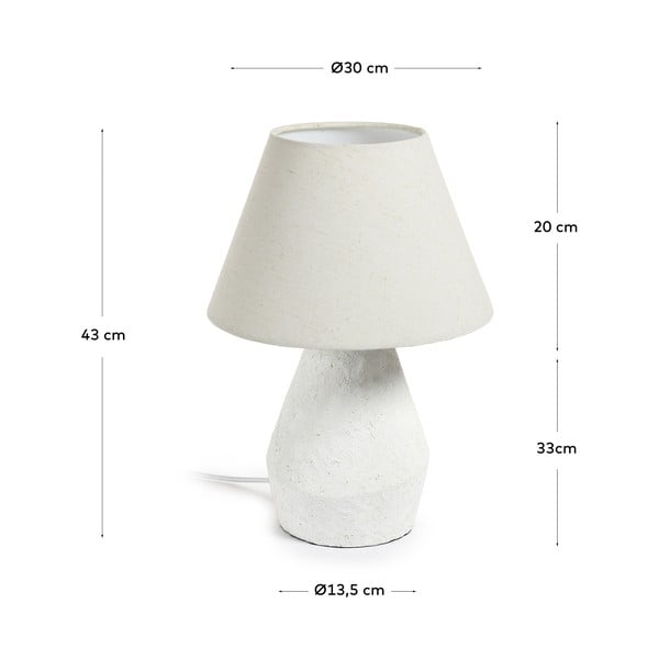 Baltas stalinis šviestuvas su tekstiliniu gaubtu (aukštis 43 cm) Noara - Kave Home-image-4