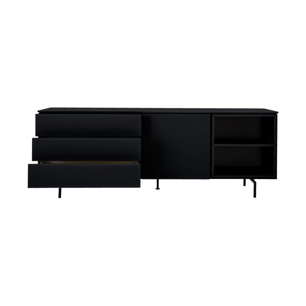 Žema šoninė spintelė juodos spalvos 210x76 cm Plain – Tenzo-image-1