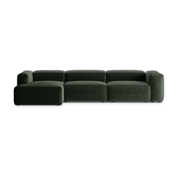 Žalios spalvos kampinė sofa (su kairiuoju kampu/su gultu) Bergamo – Cosmopolitan Design
