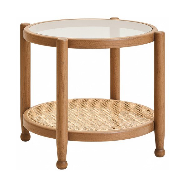 Apvalios formos šoninis stalas su stikliniu stalviršiu ø 57 cm Cebu – Premier Housewares