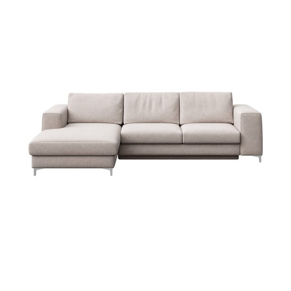 Šviesiai pilkos spalvos iš boucle sulankstoma/su sandėliavimo vieta kampinė sofa (su kairiuoju kampu/su gultu) Rene – Rodier