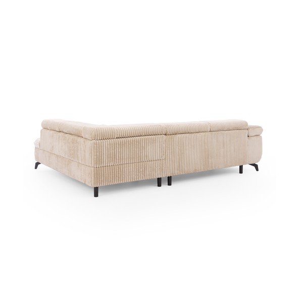 Smėlio spalvos kampinė sofa iš kordinio velveto (su dešiniuoju kampu/„L“ formos) Marbeya  – Ropez-image-3