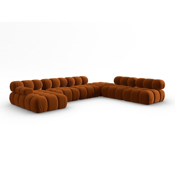 Sofa oranžinės spalvos iš velveto 379 cm Bellis – Micadoni Home-image-3