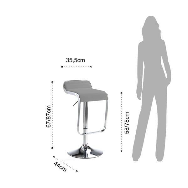 Pilkos spalvos iš audinio baro taburetė reguliuojamo aukščio (sėdynės aukštis 58 cm) Snappy – Tomasucci-image-4