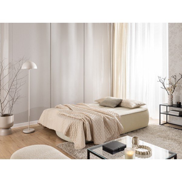 Smėlio spalvos/taupe spalvos sulankstoma/su sandėliavimo vieta sofa iš velveto 210 cm Saga – Ropez-image-4