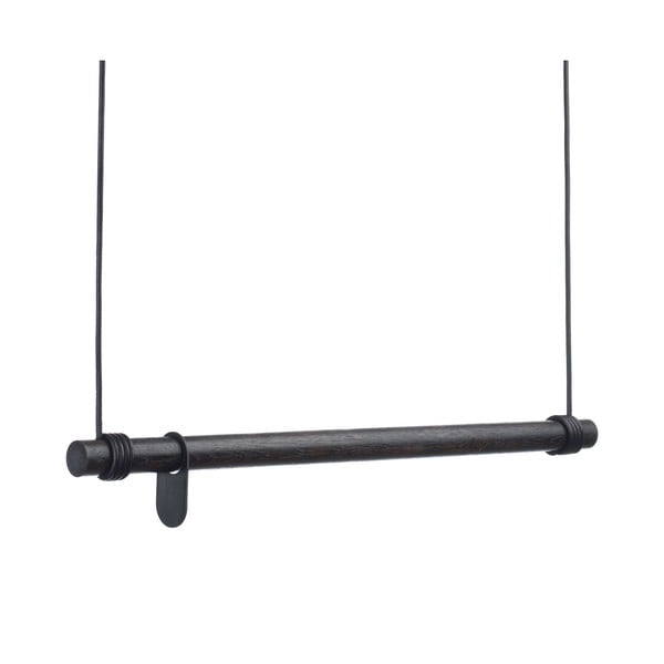 Juodos spalvos iš ąžuolo masyvo sieninė lentyna 80 cm Swing M – LIND DNA