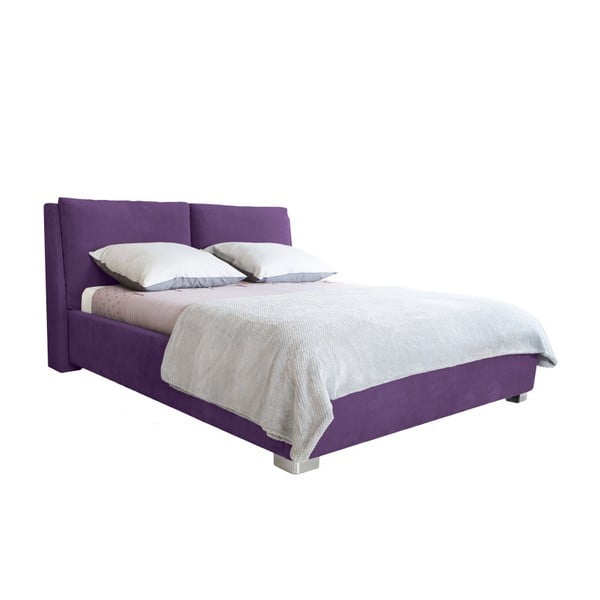 Violetinė dvigulė lova Mazzini Beds Vicky, 160 x 200 cm