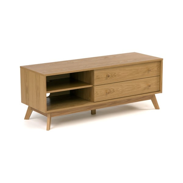 TV spintelė natūralios spalvos iš ąžuolo 130x50 cm Kensal – Woodman-image-2