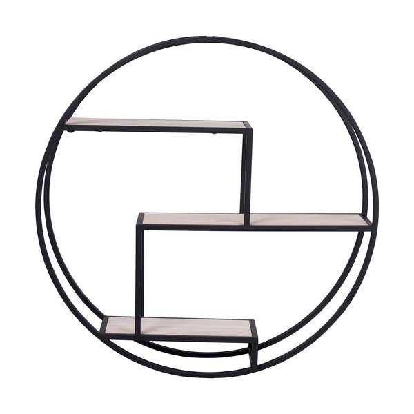 Iš paulovnijos masyvo kelių aukštų sieninė lentyna juodos spalvos/natūralios spalvos 62 cm Rotterdam – House Nordic-image-2