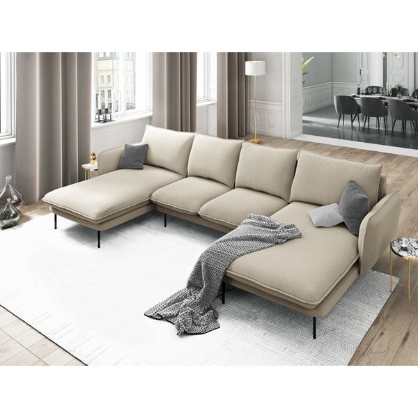Smėlio spalvos U formos sofa Cosmopolitan Design Vienna-image-1