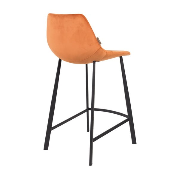 2 oranžinių baro kėdžių rinkinys su olandiško aksomo apmušalais, aukštis 91 cm-image-3