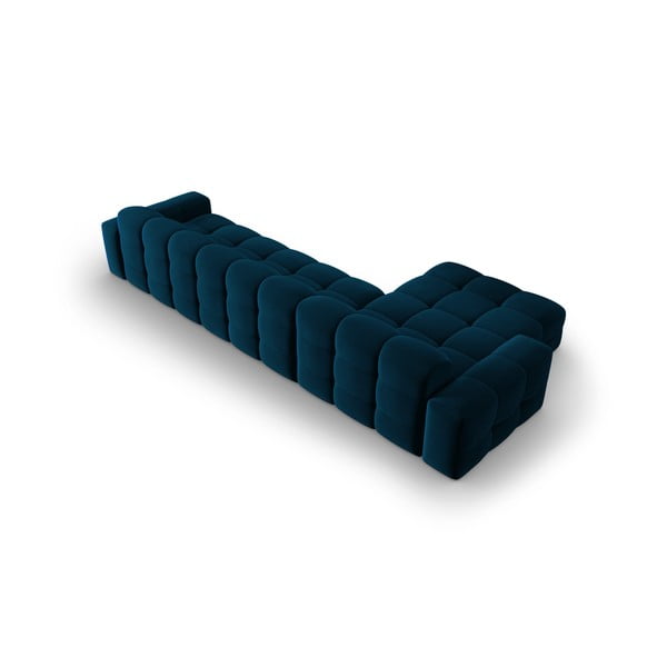 Tamsiai mėlyna aksominė kampinė sofa (kairysis kampas) Kendal - Micadoni Home-image-4