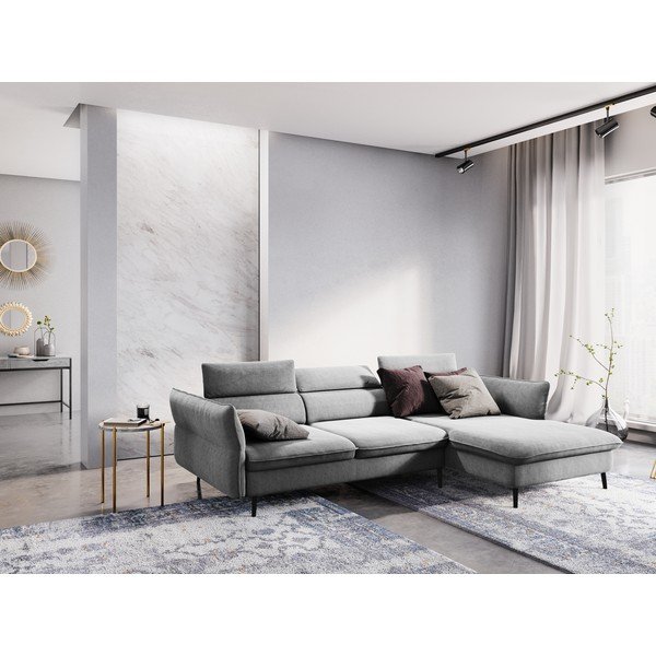 Šviesiai pilka sofa-lova su daiktadėže Milo Casa Dario, kampas dešinėje-image-1