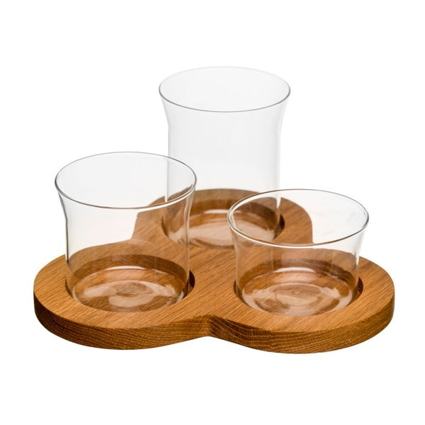Padėklas su dubenėliais "Sagaform Oval Oak Serving Set