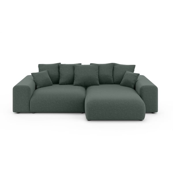 Tamsiai žalios spalvos sulankstoma/su sandėliavimo vieta kampinė sofa (kintama) Luma – Ropez