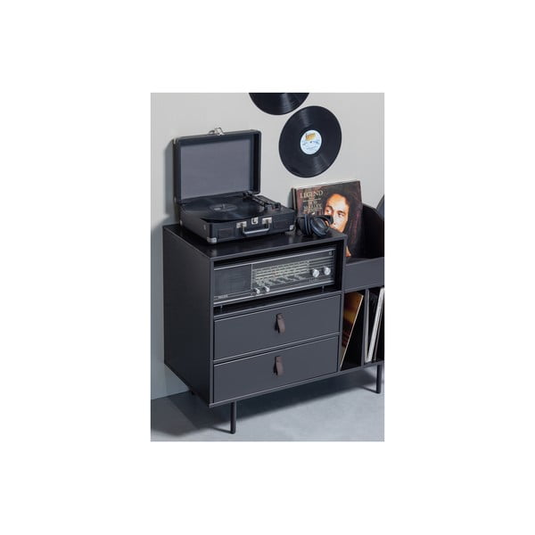 Juodos pušies medžio plokštelių spinta 90x73 cm Jackson - WOOOD-image-3