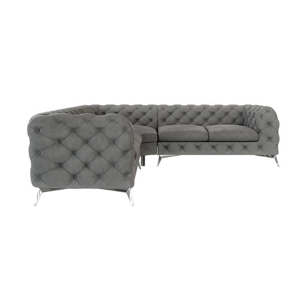Pilkos spalvos iš velveto kampinė sofa Chelsea – Ropez-image-1