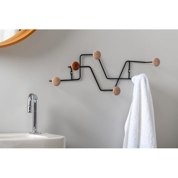 Iš metalo sieninė lentyna juodos spalvos  Zig Zag – PT LIVING-image-1