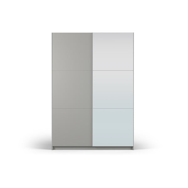 Pilka spinta su veidrodžiu ir stumdomomis durimis 151x215 cm Lisburn - Cosmopolitan Design