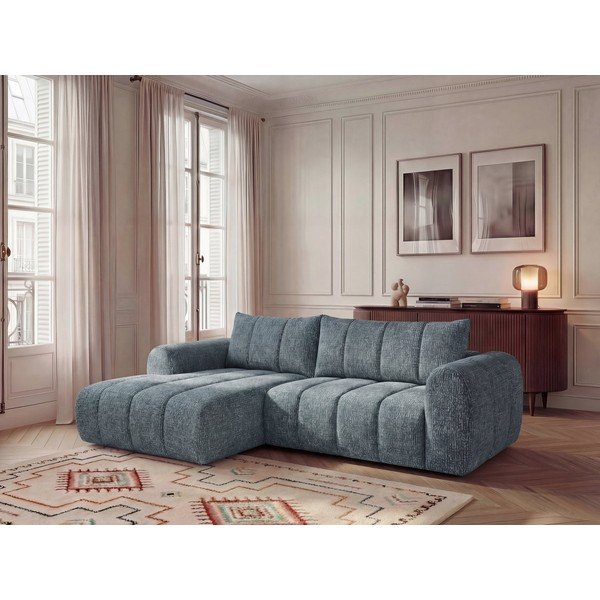 Mėlynos spalvos kampinė sofa (su kairiuoju kampu/su gultu) Nesty – Bobochic Paris-image-1