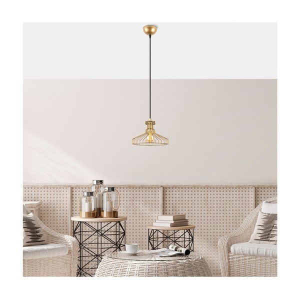 Kabantis šviestuvas auksinės spalvos ø 23 cm su metaliniu gaubtu Events – Opviq lights-image-1