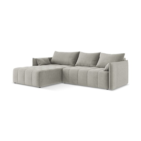 Šviesiai pilkos spalvos sulankstoma/su sandėliavimo vieta kampinė sofa (su kairiuoju kampu/su gultu) Moku – Makamii-image-2