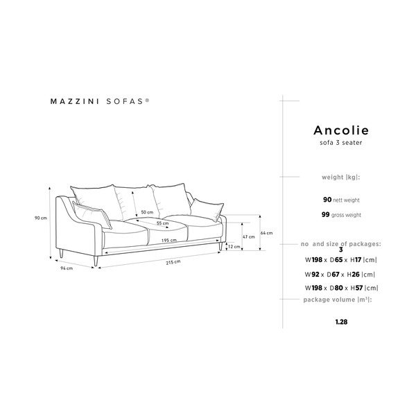 Smėlio spalvos sofa-lova su dėže Mazzini Sofas Ancolie, 215 cm-image-1