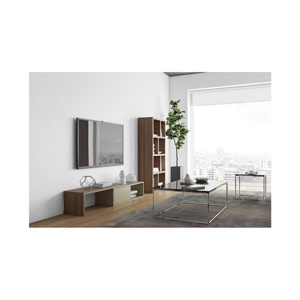 Pilkas modulinis televizoriaus staliukas su graikinio riešuto lukštu TemaHome Move-image-3