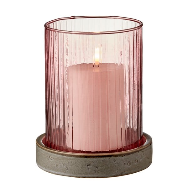 Rožinė LED žvakė "Bitz Hurricane", aukštis 20 cm