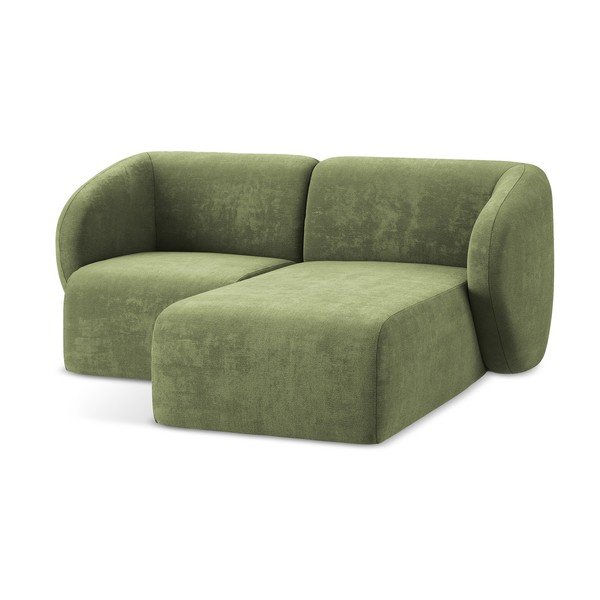 Žalios spalvos kampinė sofa iš šenilinio audinio (su dešiniuoju kampu/su gultu) Lani – Makamii-image-4